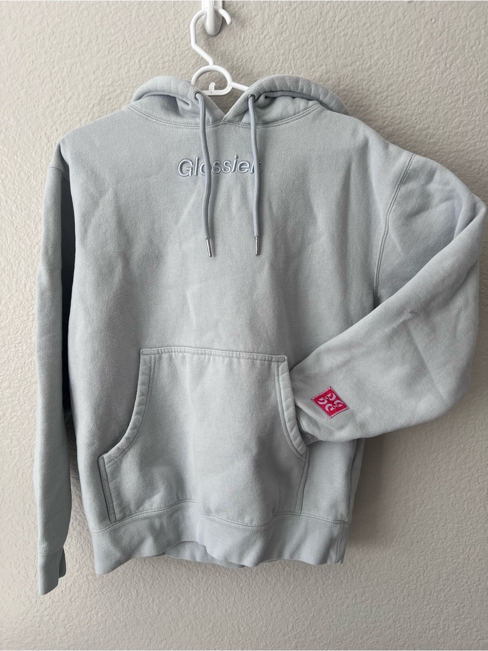Light Blue Glossier Hoodie in Size Small